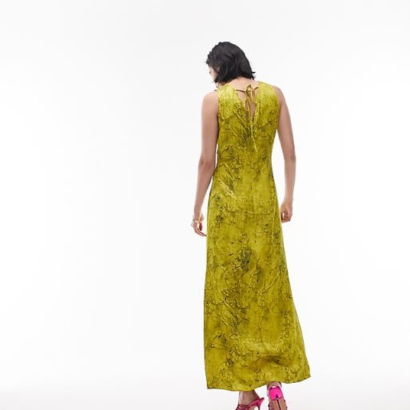 Topshop marbled yellow built up slip dress size US8 - Picture 4 of 12